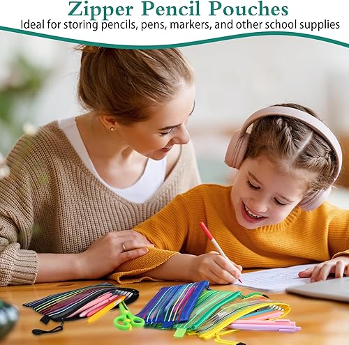 Miniatura 4 de Glenmal Paquete de 16 bolsas de malla con cremallera para lápices, bolsas de almacenamiento multiusos, bolsas de viaje para oficina, aula,