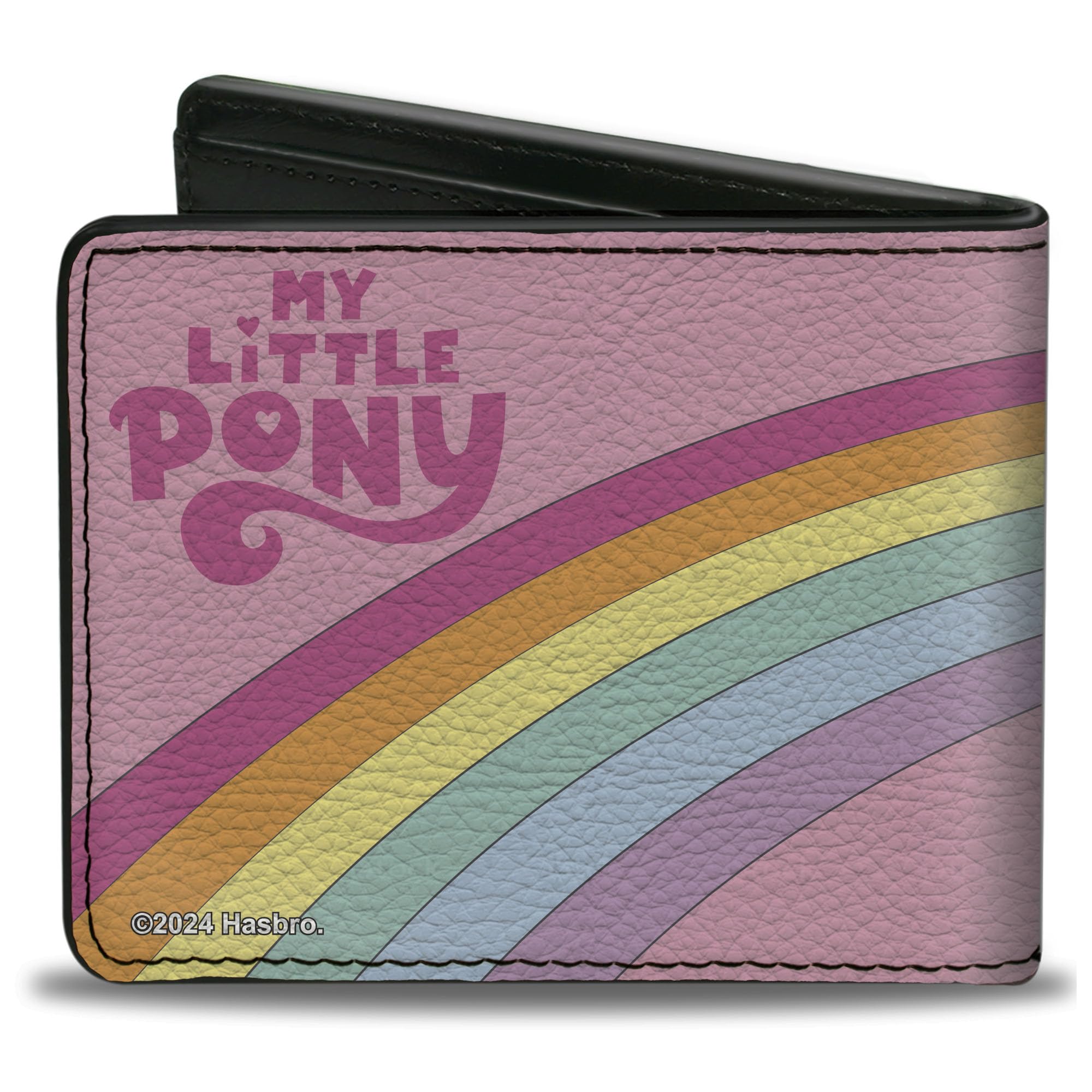 Buckle-Down Hasbro Wallet, Bifold, My Little Pony Three Pony Rainbow Cloud Pose Pinks, Vegan Leather