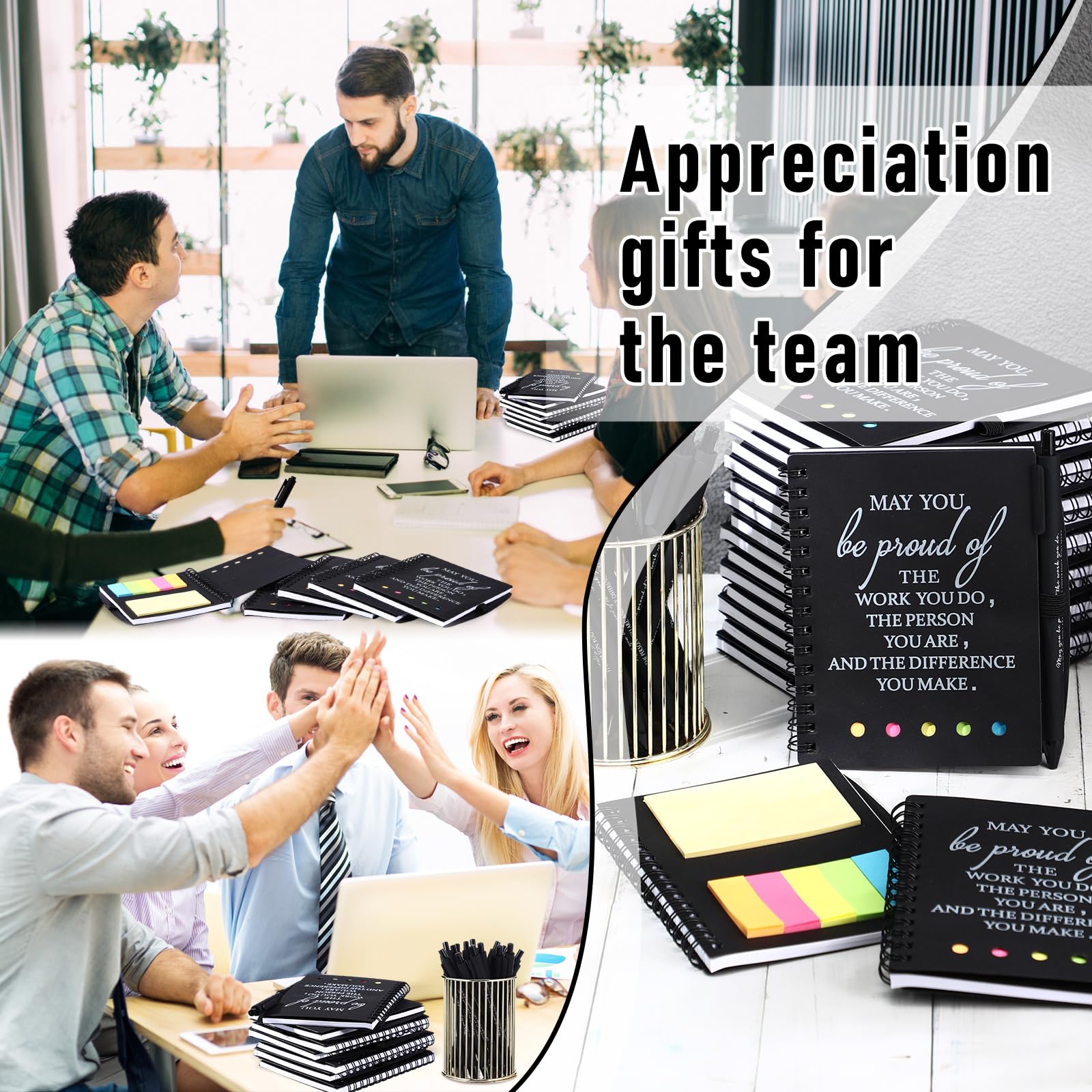 Resurhang Juego de 48 unidades/24 regalos de agradecimiento para empleados, regalo a granel para el regreso a clases, cuadernos A6, diarios inspiradores, bolígrafos, regalo de agradecimiento para