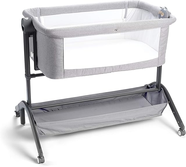 Nuby Sleep by Me Crib, Fold Away Travel Cot with White Noise and Music Machine, Co-Sleeping, Bedside Baby Cot, Suitable from 0 Months Plus