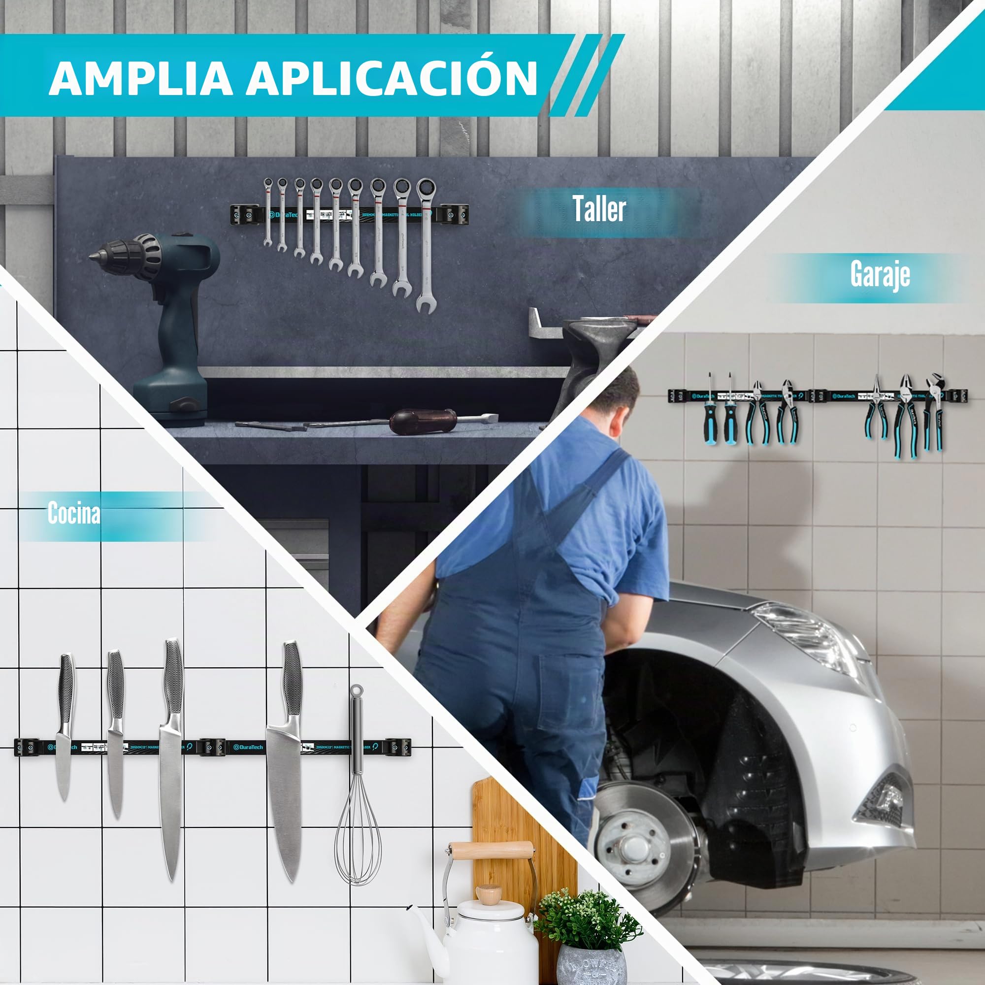 DURATECH Portaherramientas Magnético de 4 Piezas, Soporte Magnético para Herramientas
