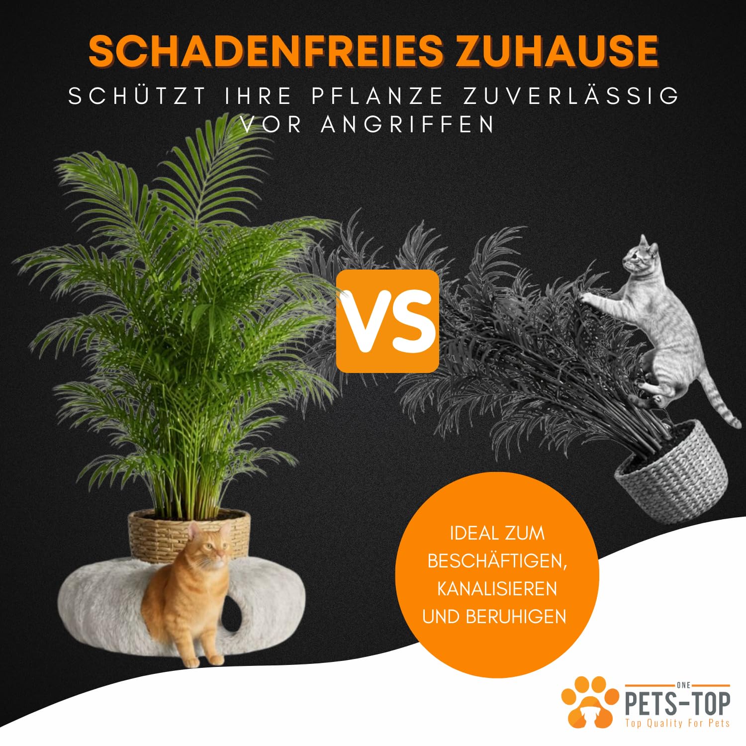 One PETS-TOP Katzentunnel – Tunnel für Katzen Rund mit Schlafplatz & Bed – Katzentunnel XXL Große Katzen – Donut Rascheltunnel aus Plüsch – Cat Tunnel