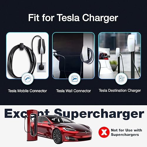 Miniatura 7 de NIVION Adaptador de carga Tesla a J1772 de 80 A  250 V para J1772 EVs y PHEVs  Bloqueo anticaída, compatible con conectores Tesla de alta potencia,