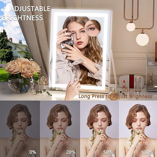 Miniatura 4 de Hasipu Espejo de tocador con luces y Bluetooth, espejo de maquillaje LED de 11 x 14 pulgadas, espejo de maquillaje iluminado con 3 modos regulables,