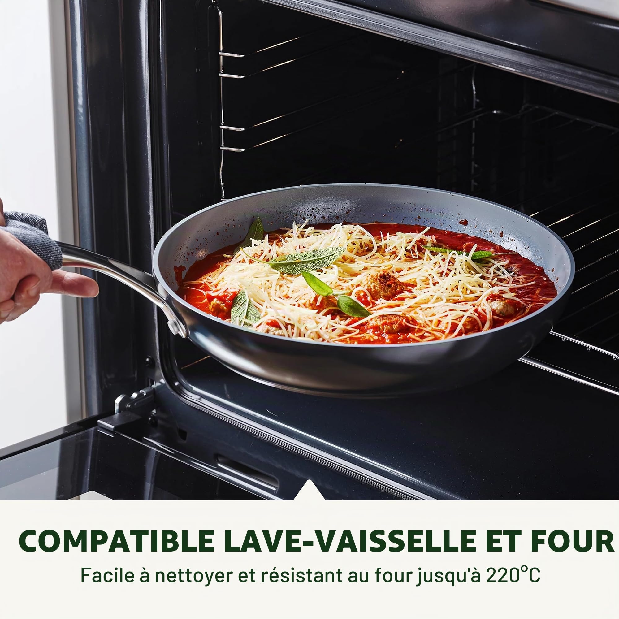 GreenPan Valencia Pro Set Poêles avec Couvercles, Anodisées Dures, Compatible Induction, Céramique Antiadhésive Saine, 20,3 cm et 25,4 cm, Gris