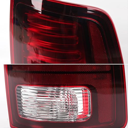Miniatura 5 de FIONE Conjunto de luces traseras LED para Dodge Ram 1500 2013-2022 y Ram 2500 2013-2018 y Ram 3500 tipo halógeno y lente roja interior negro con