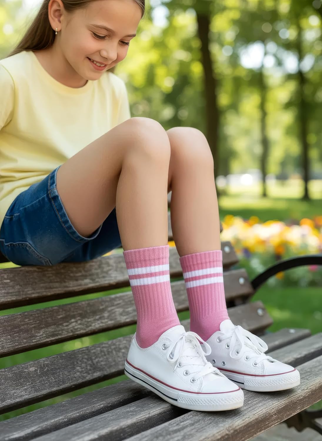 Noodle Kids Seamless-Toe Turkish Cotton Crew Socks (5-Pack) - Image 2