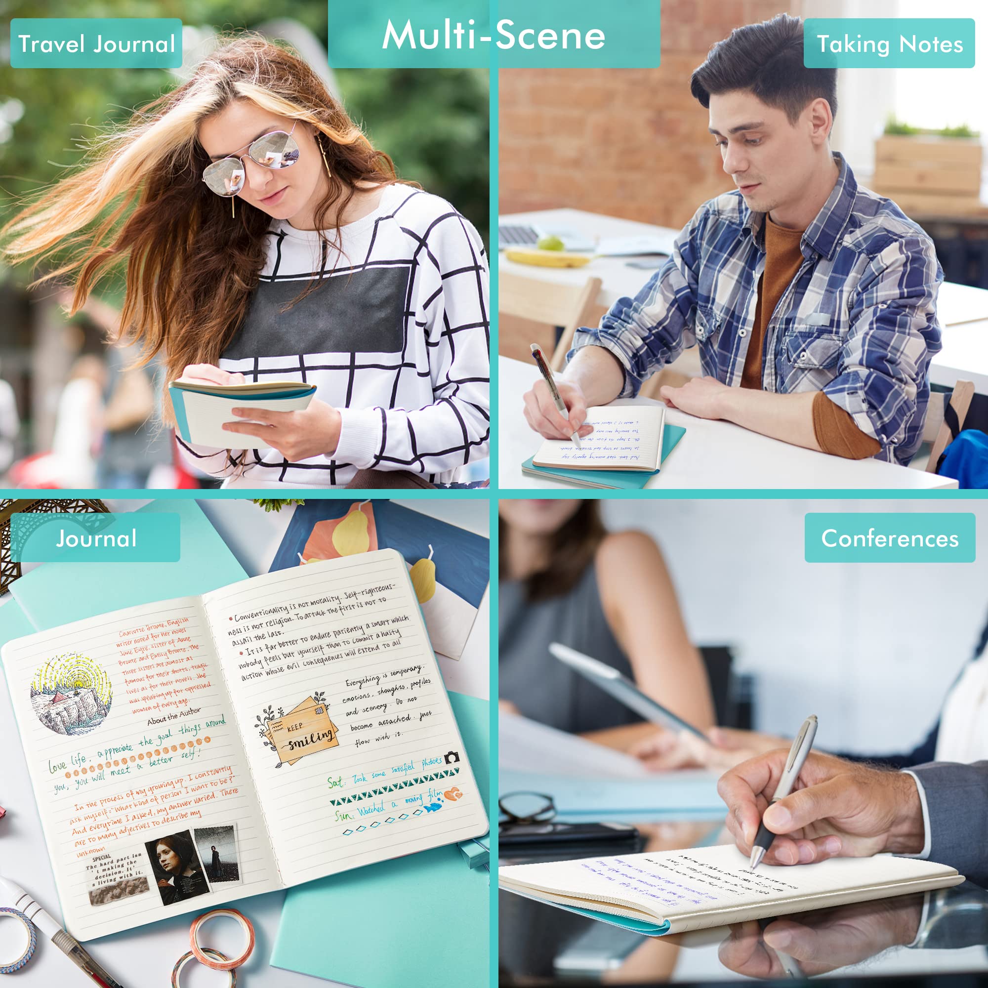 feela - Confezione da 16 quaderni con copertina morbida, a righe, per lavoro, per donne e ragazze, per scrivere appunti, appunti per prendere appunti, forniture scolastiche e aziendali, formato A5,