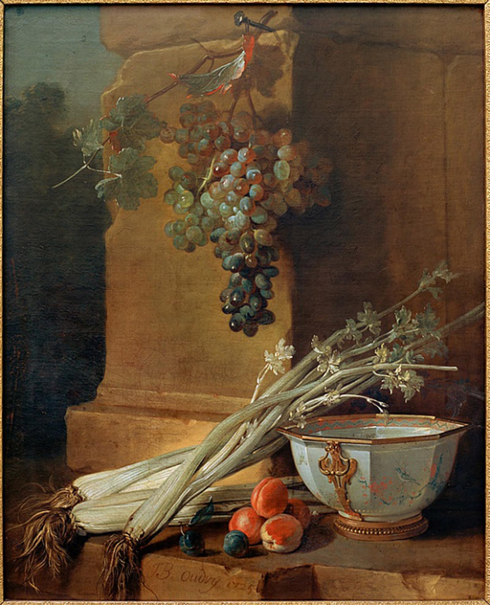 SERENDIPITP Vintage Wall Art Canvas Nordic Poster Canvas Print Picture Still Life with Fruit Celery and a Bowl of Por by Jean Baptiste Oudry Wall Art Poster for Home Decor 60x90cm