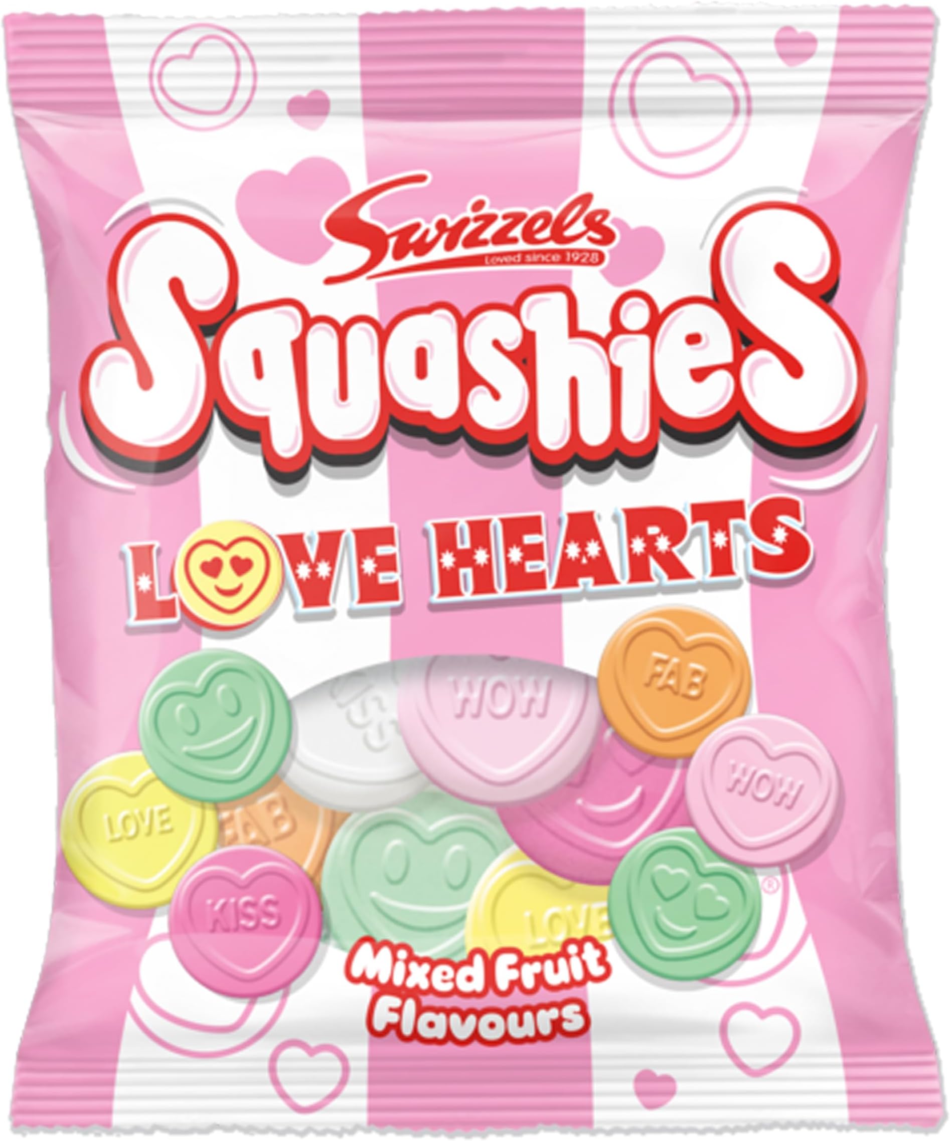 Squashies Love Hearts 120g - Chewy Retro Sweets, Perfect Soft Chews for Kids, Party Bags, Birthday Treats, Valentine, Hampers, and Gift Boxes