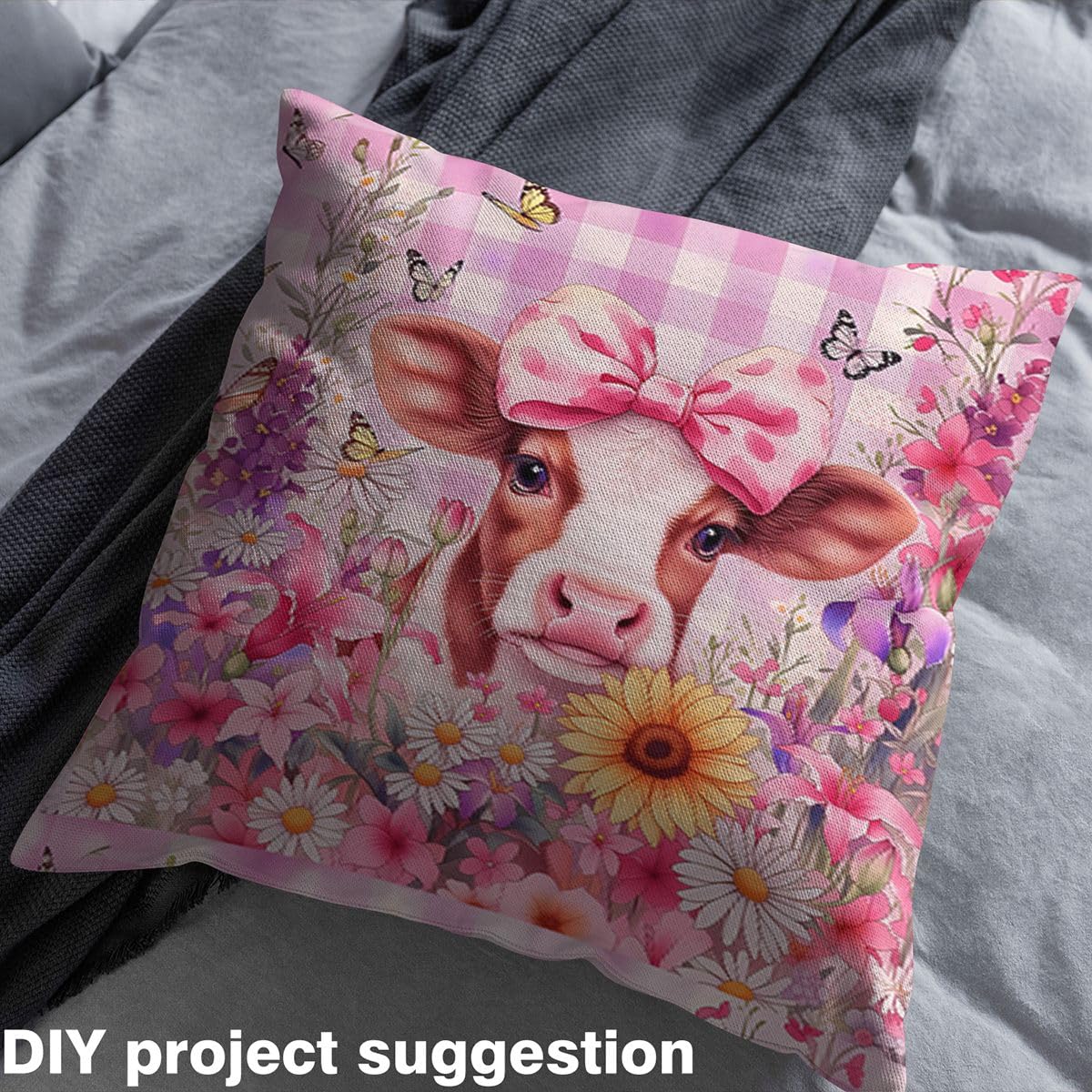 Homemissing Cute Highland Cow Tessuto 460x150cm Fiore Florale Stampa Tessuti Cartoon Animale Decorazione All ' Aperto Impermeabile Per Fai Da Te Cucina Artigianato Progetti Zoo Giardino Tema
