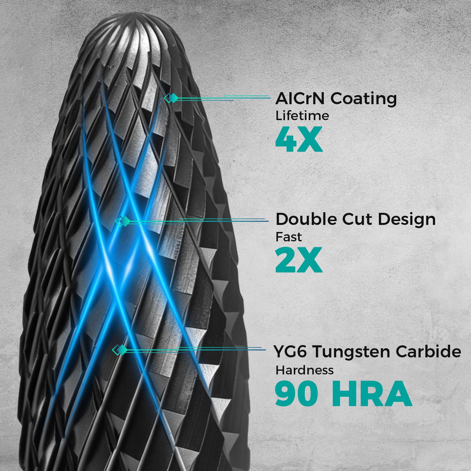 1Pcs AlCrN Carbide Burr (Pro), Double Cut for Hard Metal Working, SF-5 — Amazon image 2
