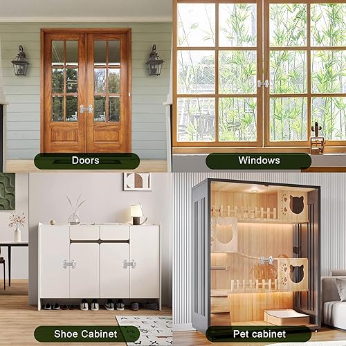 Miniatura 4 de Giantree Paquete de 2 cerraduras de acero inoxidable para puertas de granero, pestillo de puerta de granero de 180 grados, herrajes para puertas