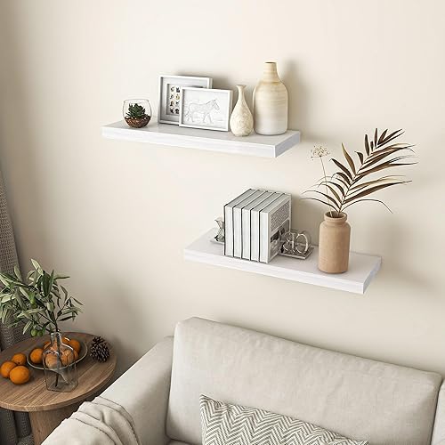 Miniatura 2 de Estantes flotantes de granja, estante de pared de madera rústica de 8 pulgadas de profundidad, estante de almacenamiento de madera de pino maciza de