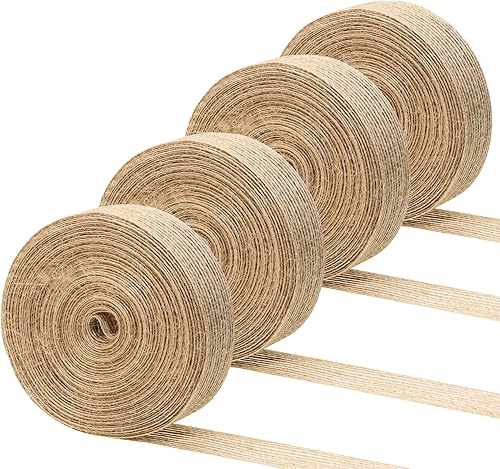 Vista 16 de Shapenty Cinta de tela de arpillera natural para bodas, fiestas, decoración del hogar, manualidades, adornos de Navidad, lazos para envolver