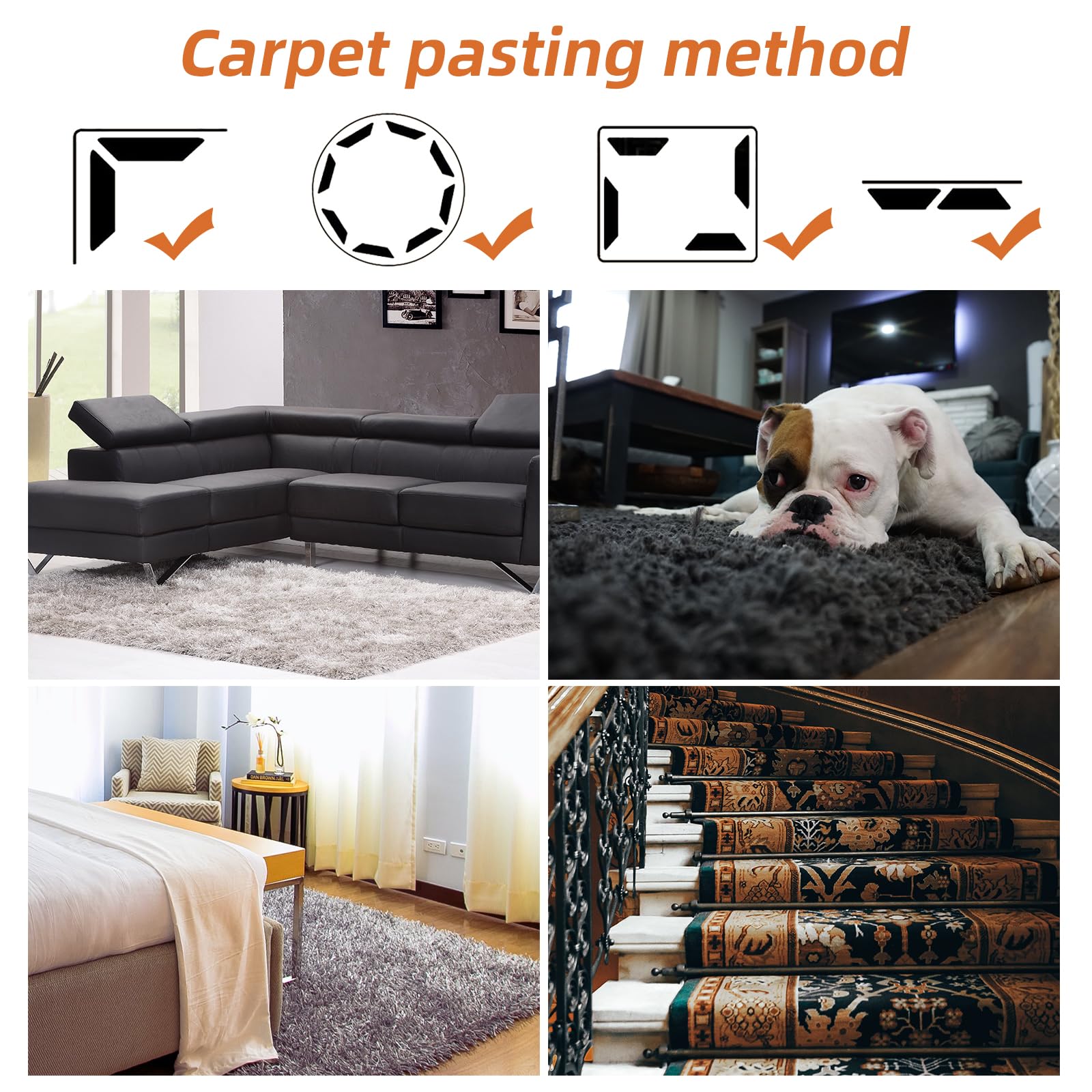 Pinces Antidérapantes Pour Tapis - 24 Pièces, PU Réutilisable