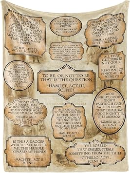 Huglanket Shakespeare Blanket Gifts for Women Men - Gift for Book Theater Lovers Writers - Birthday Christmas Funny Deco - 50" x 65"