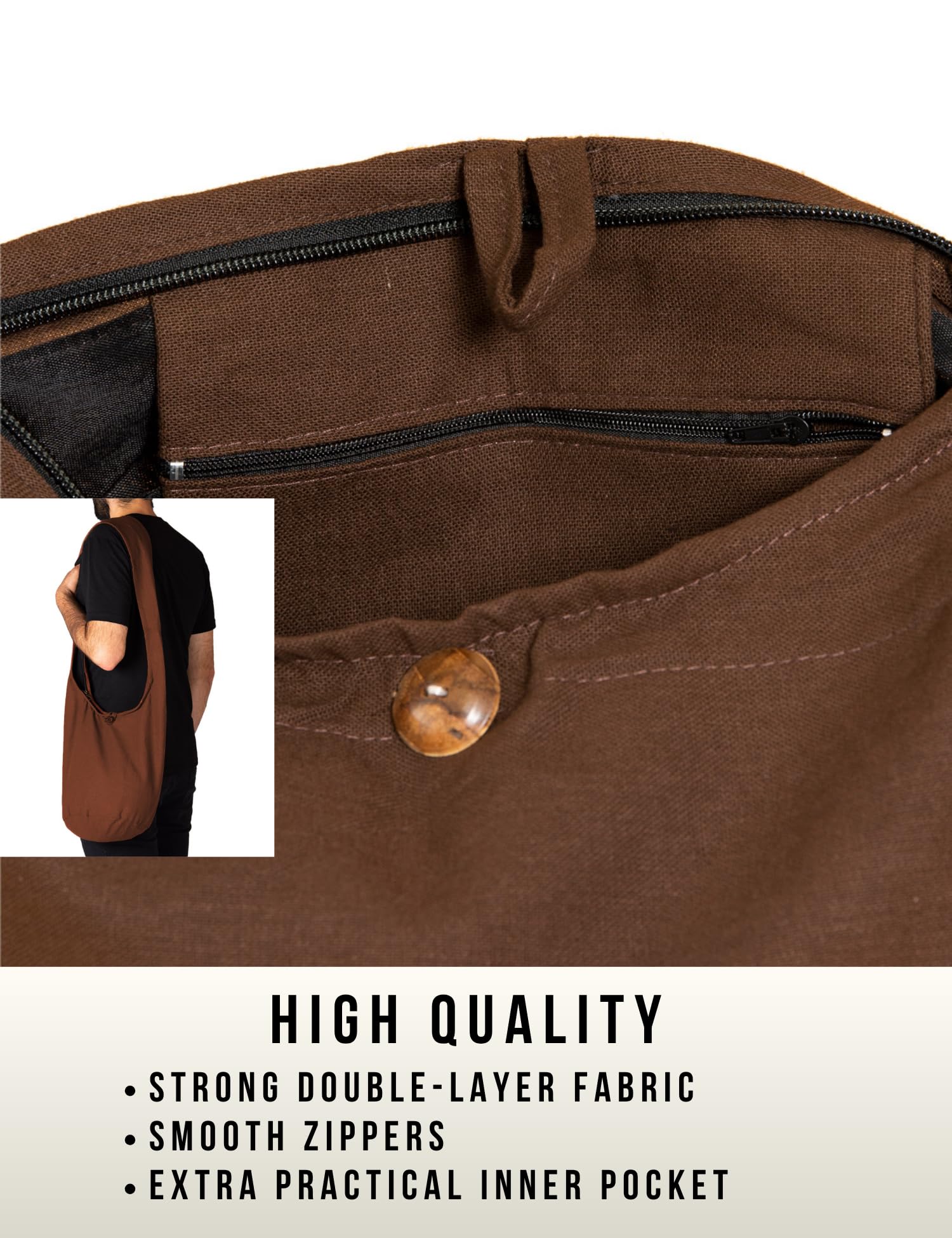 PANASIAM Torba na ramię damska & męska - Duża & lekka torba bawełniana | Bawełniana torba unisex, torba crossbody, 2 rozmiary z zamkiem & wewnętrzną kieszenią, trwała & łatwa w pielęgnacji
