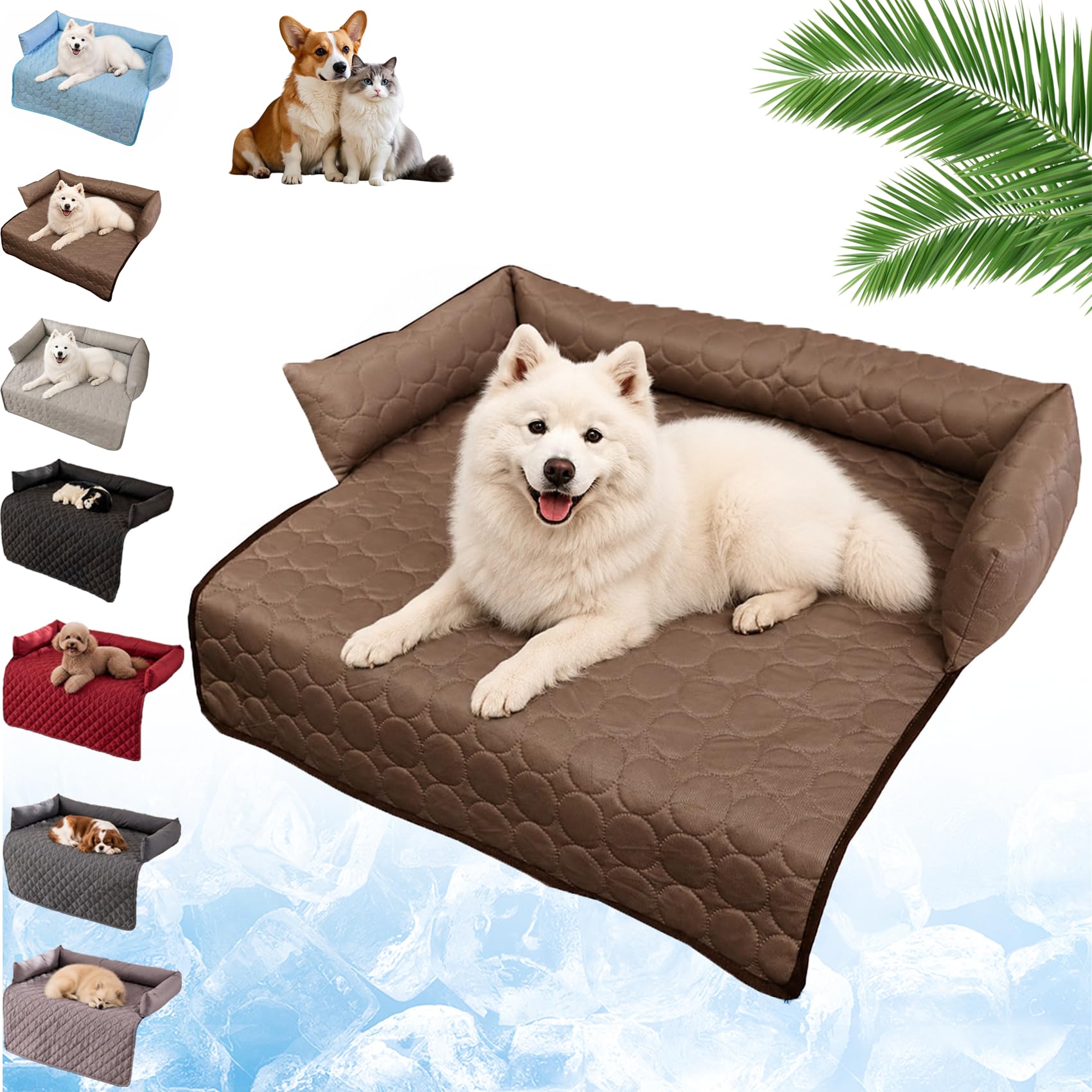 DZ'HUE Cooling Sofa Bed for Dogs and Cats, Waschbar KüHlendes Sofabett, Verschiedene GrößEn, Eisseiden-Material, Maschinenwaschbar, Halten Sie Ihr Haustier KüHl und Komfortabel (Braun,70 * 70cm)