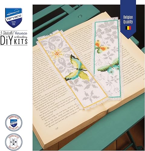 Miniatura 7 de Vervaco Marcapáginas de punto de cruz mariposa (juego de 2) 2.4 x 8 pulgadas