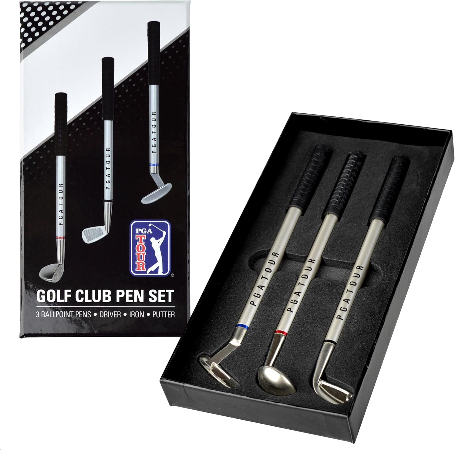 PGA Tour 3 Piece Golf Pen Gift Set,Silver