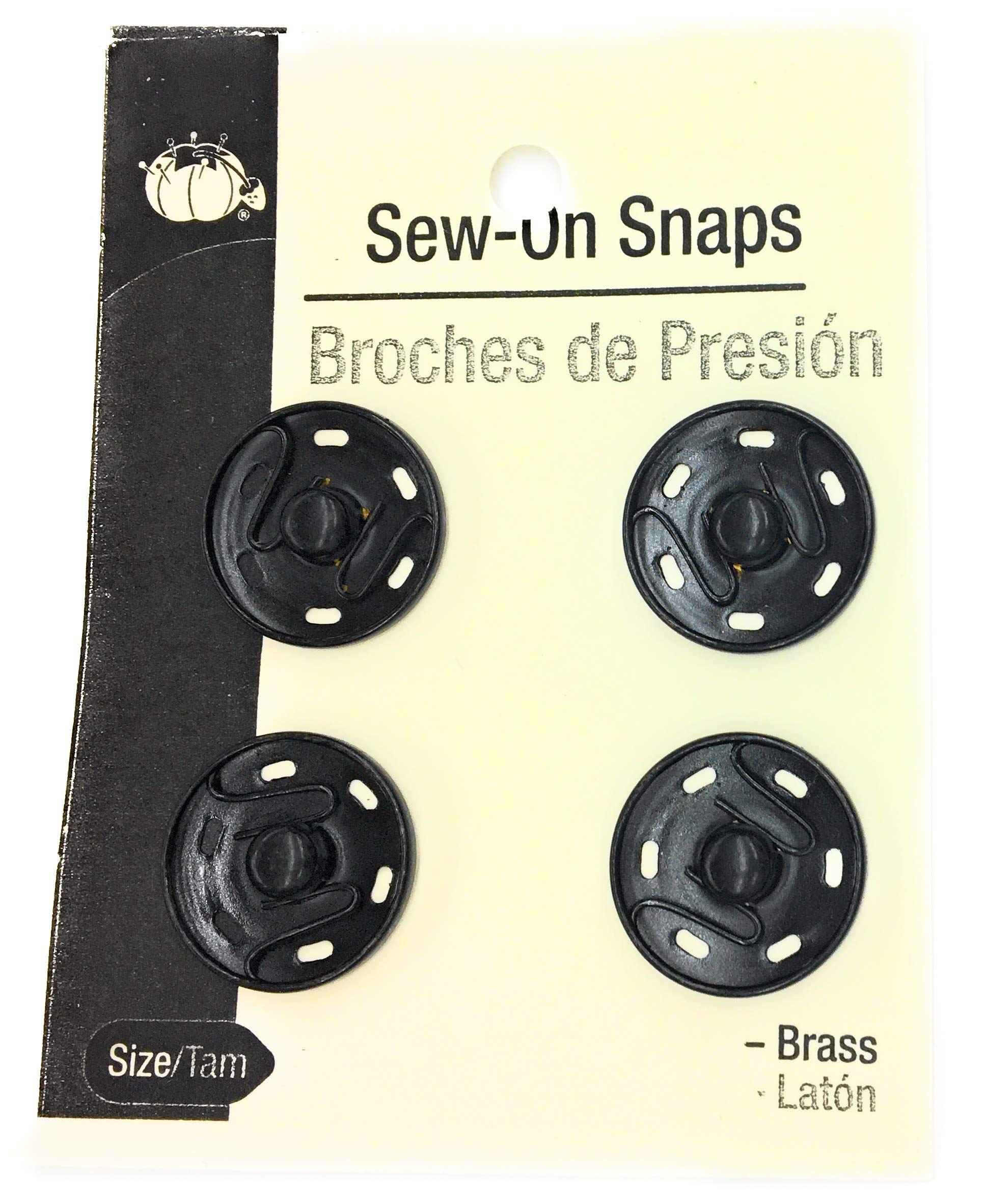 Katz Trimming / Trims Unlimited Inc4 Large Snaps Sew-on, Black 21mm -7/8"- 4 Snaps,Sew-On Snaps, Size 10, Antique Brass