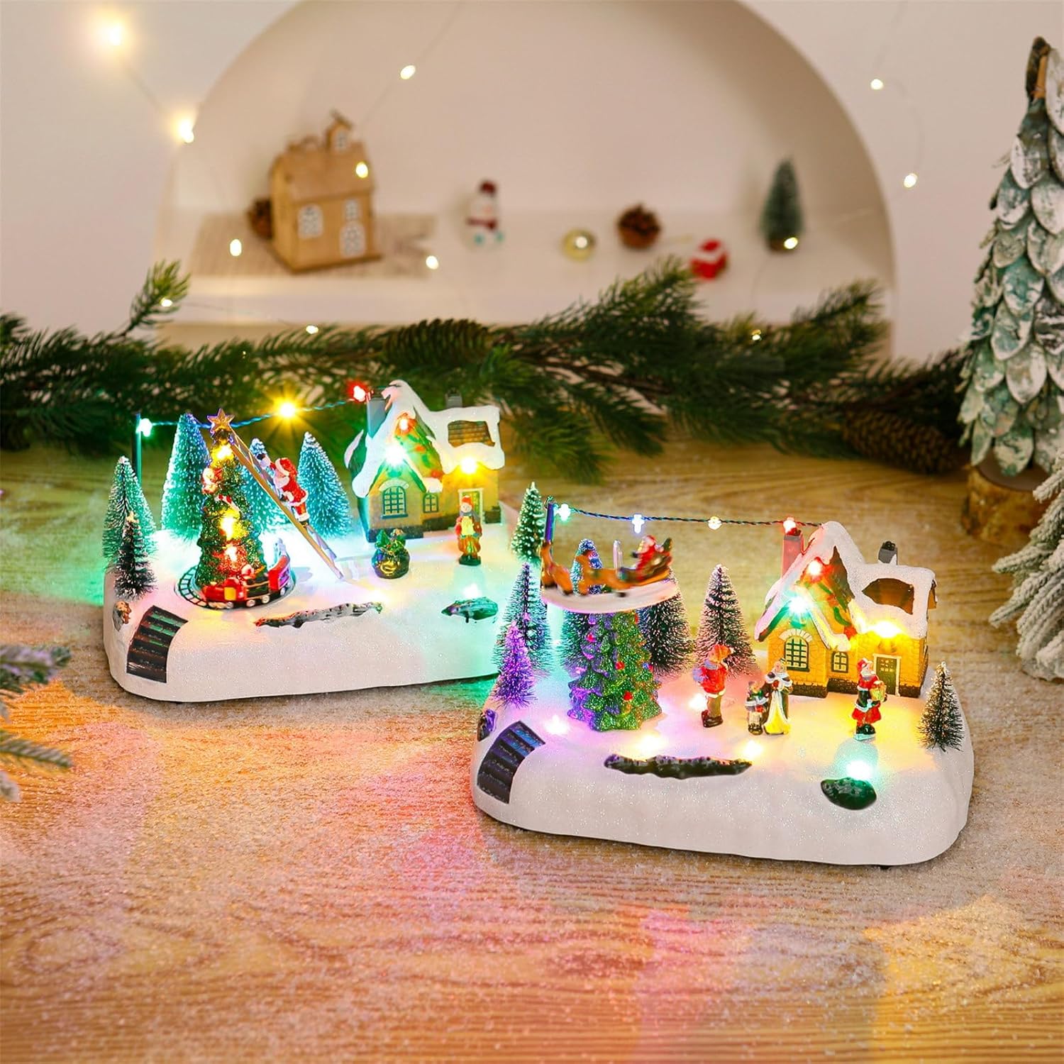 Resin Christmas Music Box Ornament with Lights and Melodies for Home Holiday Decorations and Family Gatherings Musical Resin Holiday Ornament