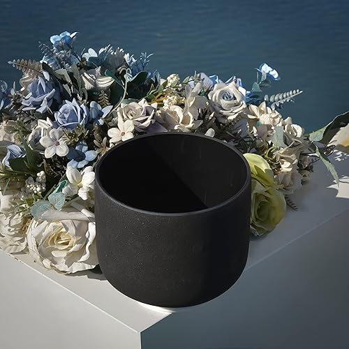 Miniatura 2 de TOPFUND Tazón de cristal negro con diseño de chakra de 8 pulgadas con estuche de transporte de cuero artificial y mazo de gamuza