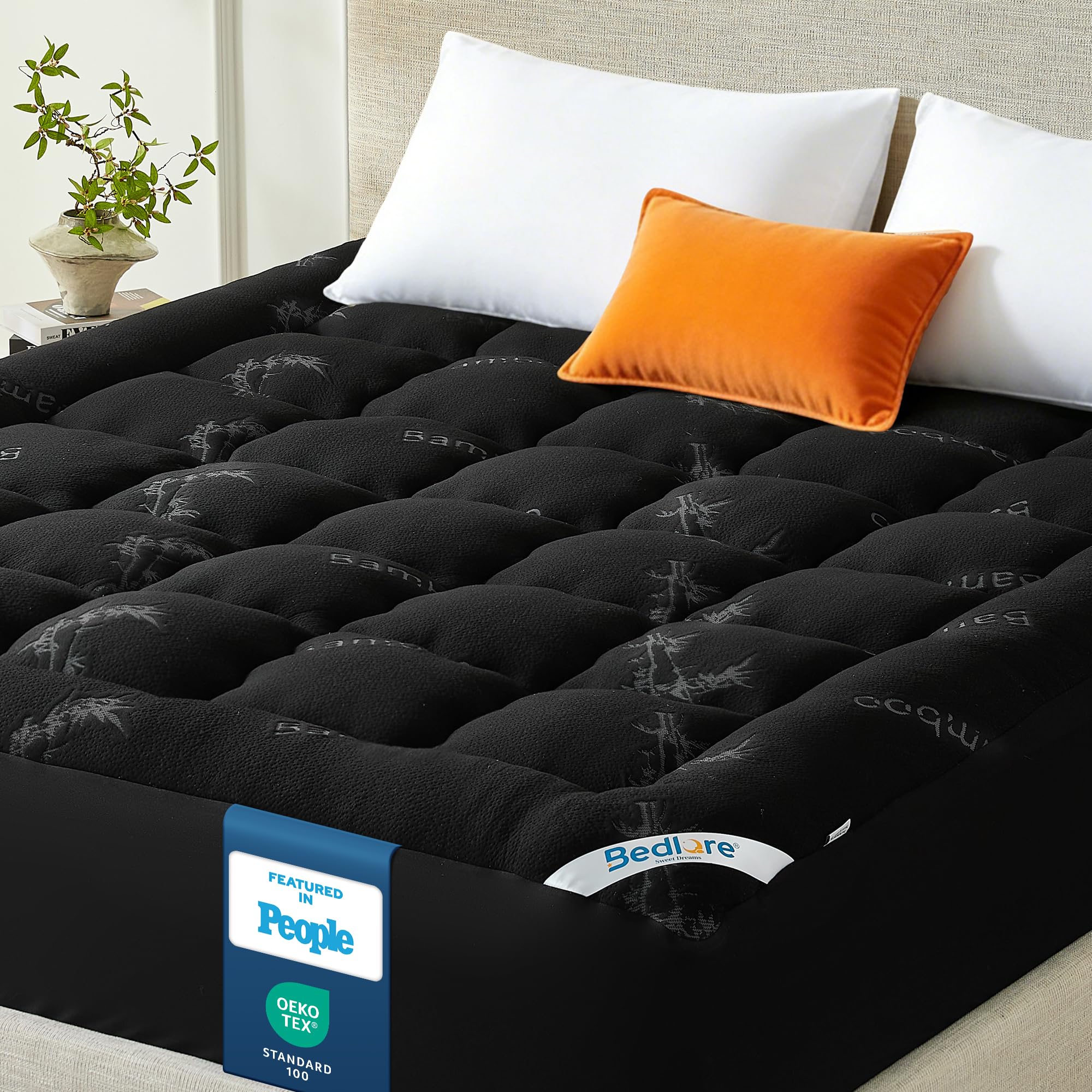 BEDLORE King Size Mattress Topper,Viscose Derived from Bamboo Mattress Pad