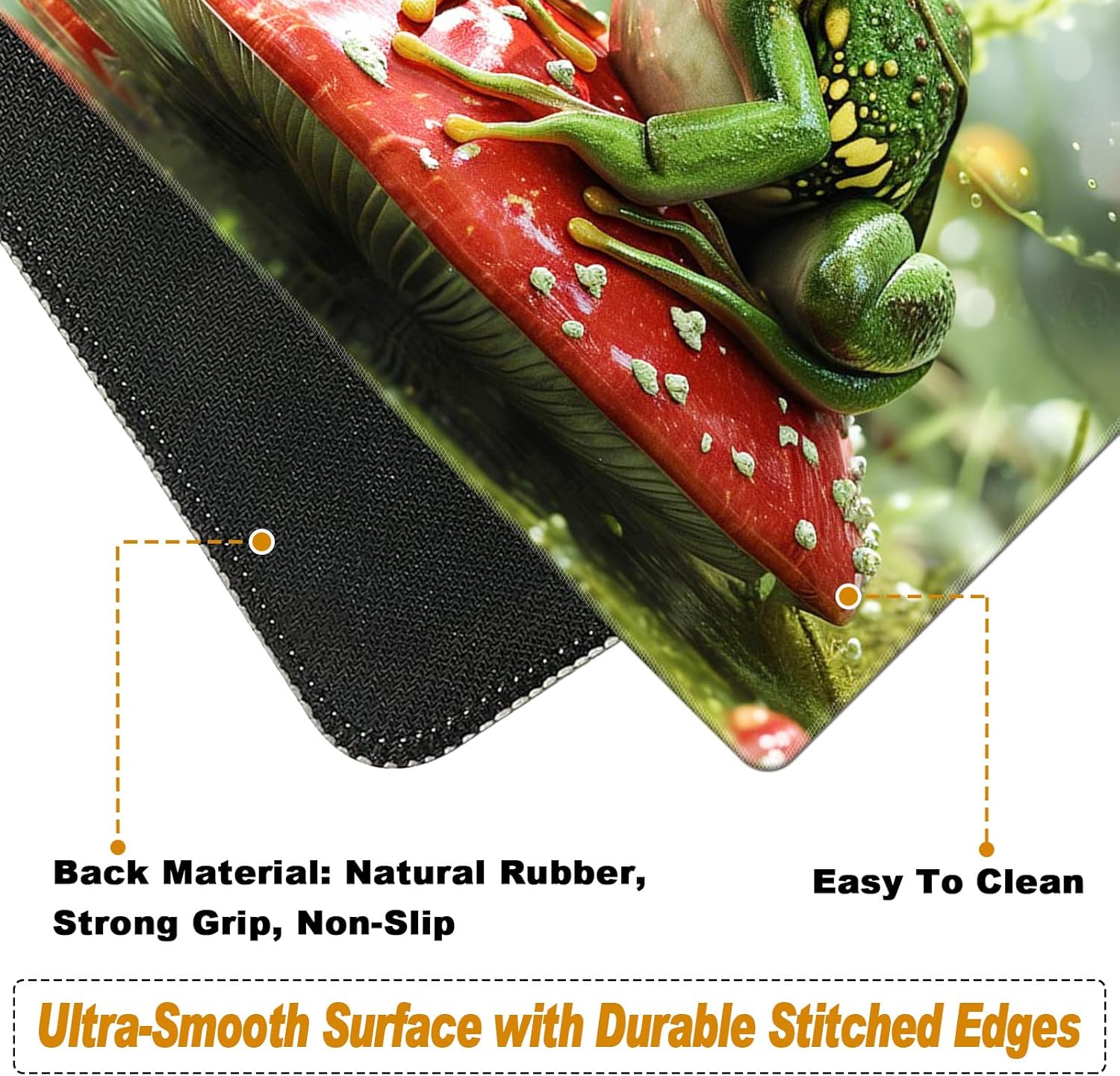 Mushroom Cute Frog Desk Mat - Large Game Mouse Pad + Wrist Rest, Ergonomic, Anti-Slip, Memory Foam for Home Office Gaming (23.611.8in)