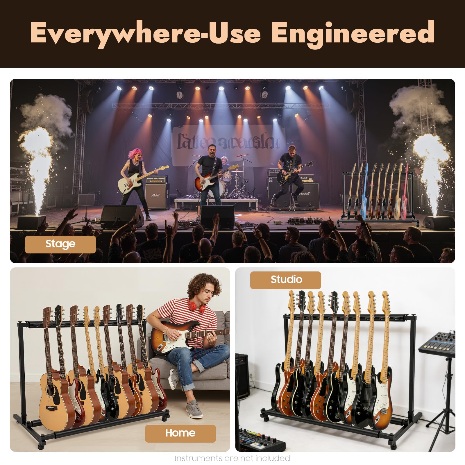 Supporto universale per chitarra a 9 velocità, supporto universale per basso, supporto per chitarra multiplo, supporto per chitarra per casa o studio