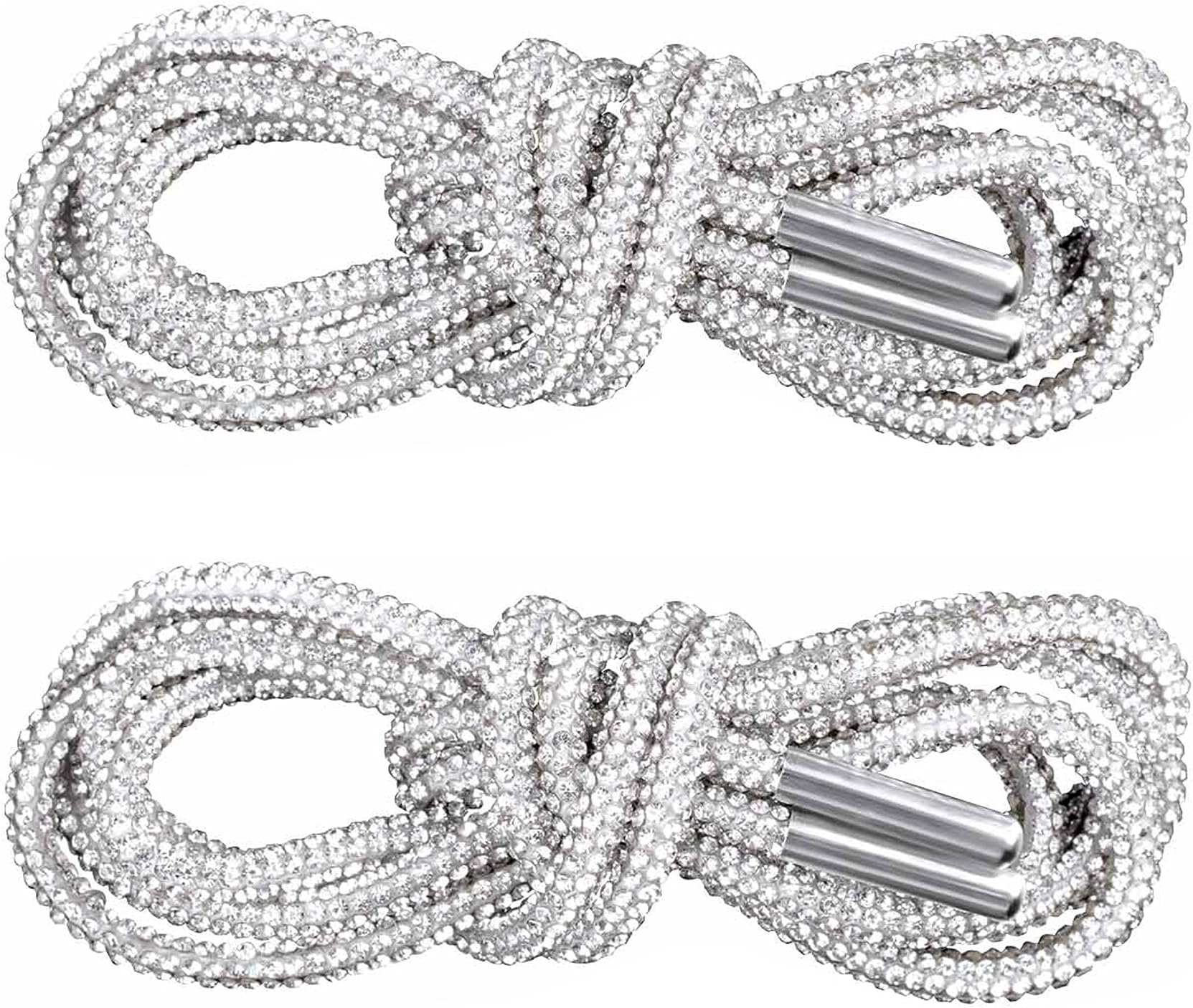 PAGOW 1 Pair Rhinestone Shoe Laces, Round Glitter ShoeLaces for Sneakers, Crystal Bling Diamond Rope Shoe Strings