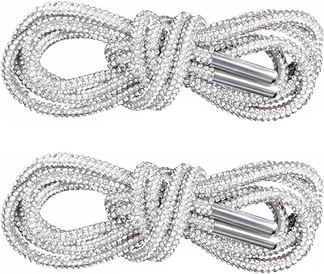 PAGOW 1 Pair Rhinestone Shoe Laces, Round Glitter ShoeLaces for Sneakers, Crystal Bling Diamond Rope Shoe Strings
