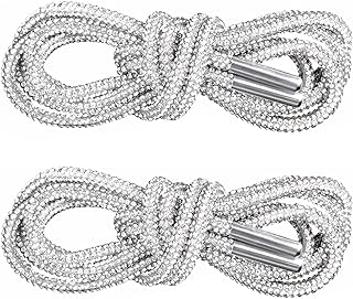 1Pairs Rhinestone Glitter Rope, Crystal Bling Bling Shiny Round Shoe Laces for Sneakers, Drawstring Cords Replacement for Sweatpants Shorts Crystal Hoodies (White), White