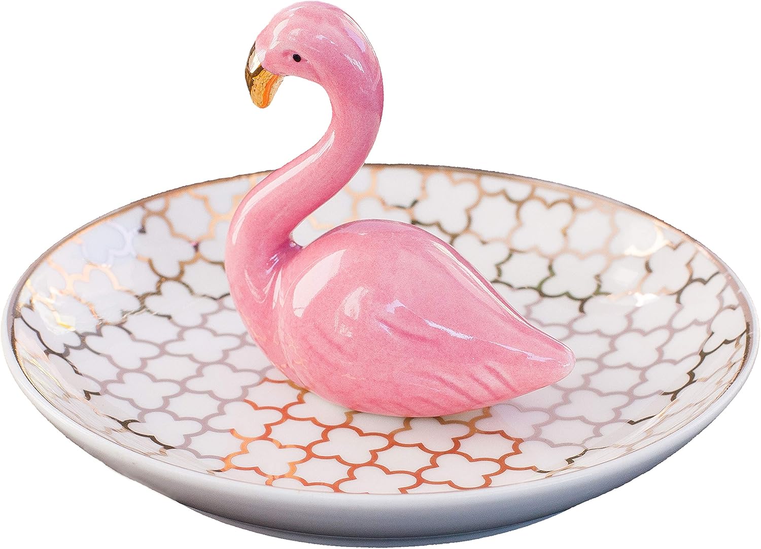 Flamingos Ceramic Jewelry Tray Ring Holder Trinket Dish