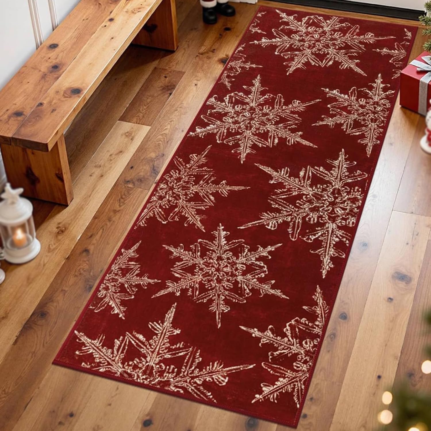 Runner Rugs,70 x 230 cm,Red White Christmas Decoration Patterns,Tappeti Decorativo Casa e Cucina Arredamento Soggiorno,