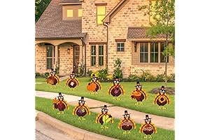 Thanksgiving Yard Decorations Outdoor, 11Pcs Thanksgiving Turkey Yard Signs with Stakes