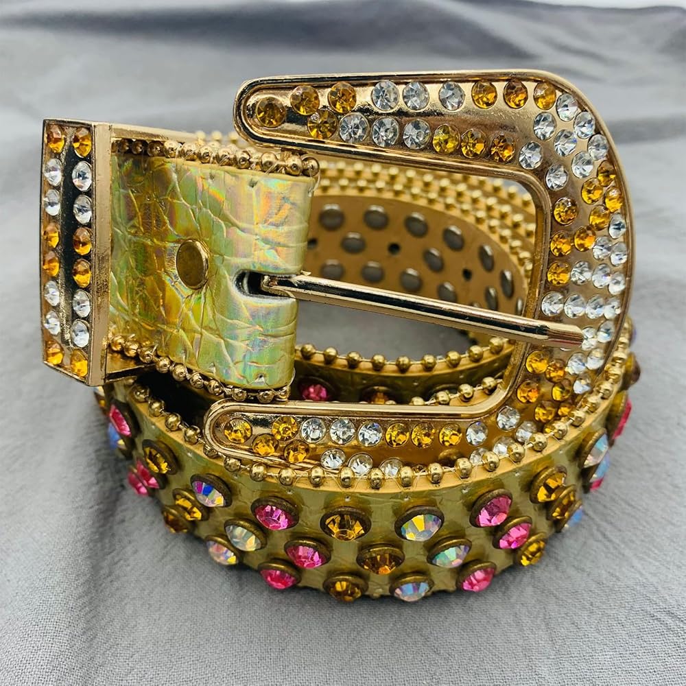 ZHENZQ Rhinestones Belt For Men Women Western Cowgirl Crystal