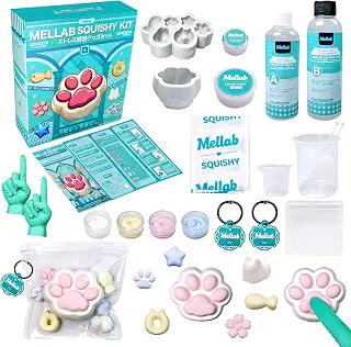[MELLAB] スクイーズ 手作りキット 女の子 おもちゃ メイキングトイ ぷにぷに 低反発 スクイーズ 材料 セット 知育玩具 小学生 工作 自由研究 誕生日プレゼント ギフト ふわふわ もちもち [日本語説明书付] (ピンク)
