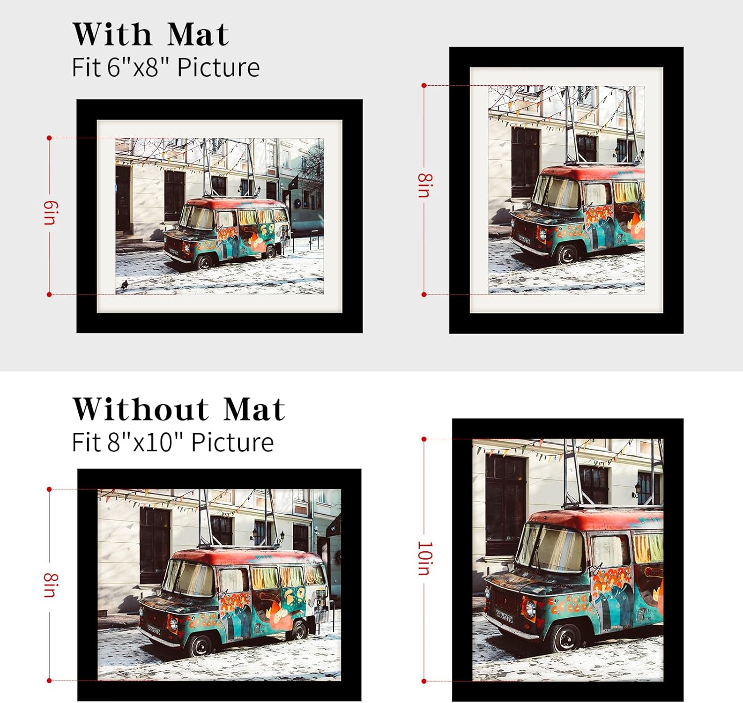 8x10 Black Picture Frames Nature Solid Wood 4 Pack for Wall Mounting and Tabletop Display - Image 3