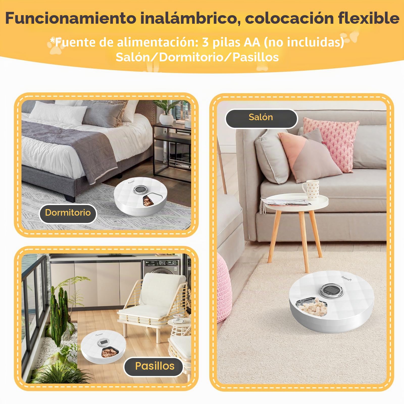 Comedero Automático Comida Humeda para Gatos Alimentador Automatico Gatos con Temporizador Programable y 6 Comidas Dos Paquetes de Hielo para Comida Seca y Húmeda, Protección de Patas