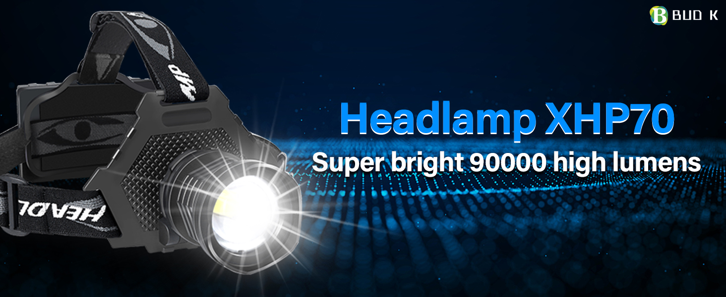 Amazon.com: Bud K LED Headlamp USB Rechargeable, Head Lamp XHP70
