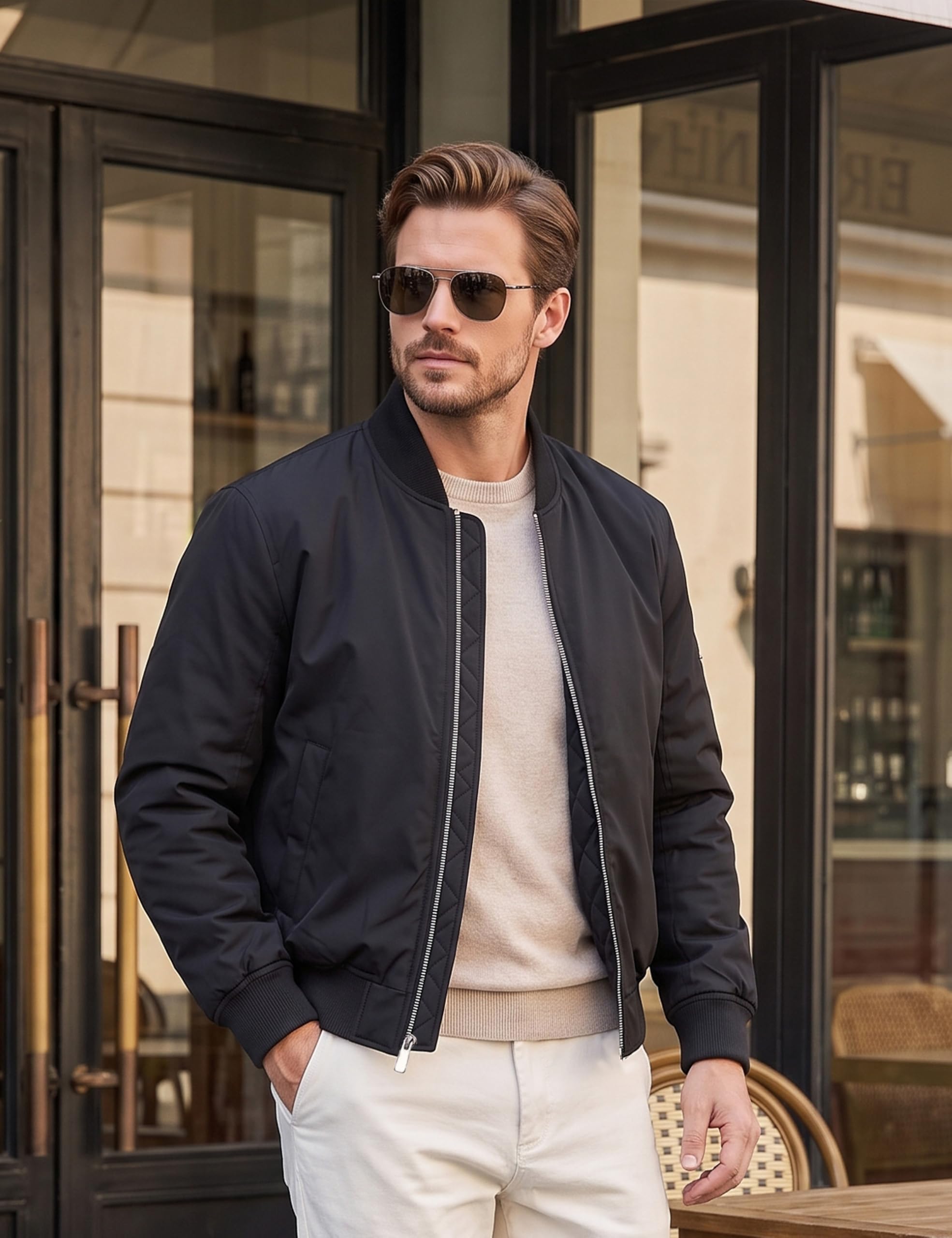 TACVASEN Bomberjacke Herren Übergangsjacke Blouson Jacke Herren Winterjacke | Thermo,Wasserabweisend,Winterjacke Warm,Steppjacke,Windbreaker,Pilotenjacke Herren,Fliegerjacke jacke Taschen