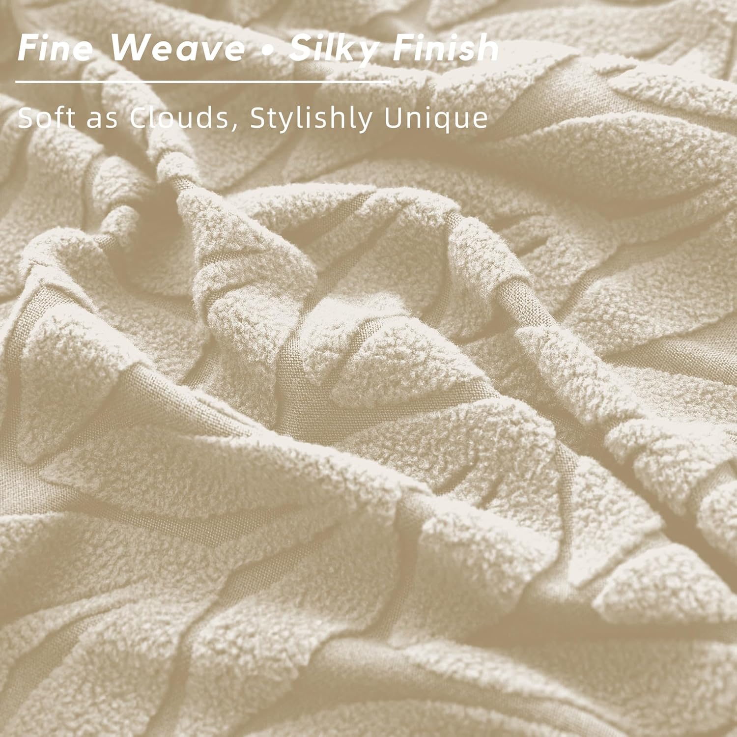 Bed Headboard Cover King, Stretch Bed Head Board Slipcover, Jacquard Protector Slip Cover for Upholstered Headboard (Herringbone Leaf White, King Headboard Length (70"-80"))