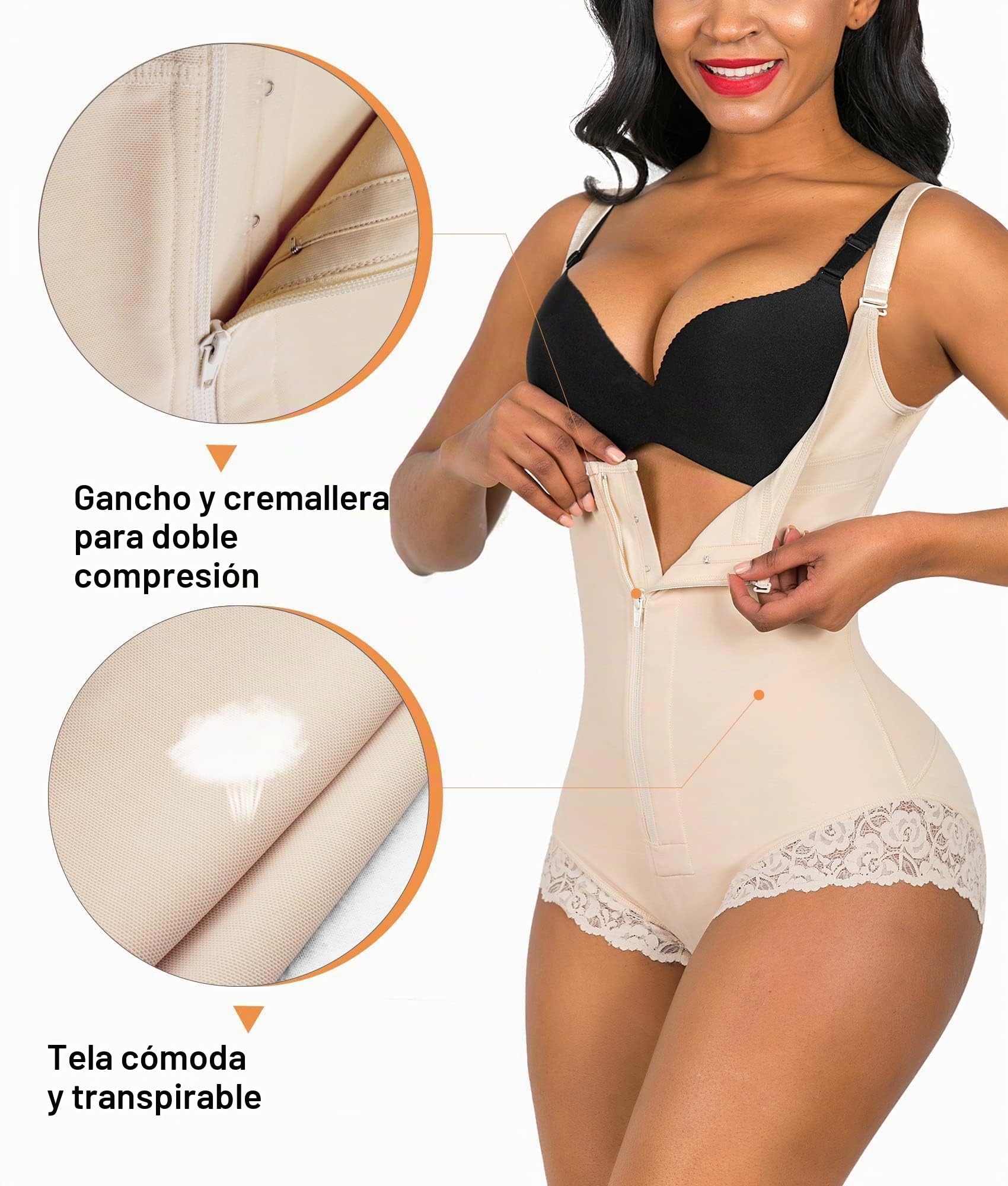 SHAPERX Body Reductor Mujer Fajas Reductoras Colombianas Shapewear Moldeadora Control de Abdomen Bodysuit Posparto