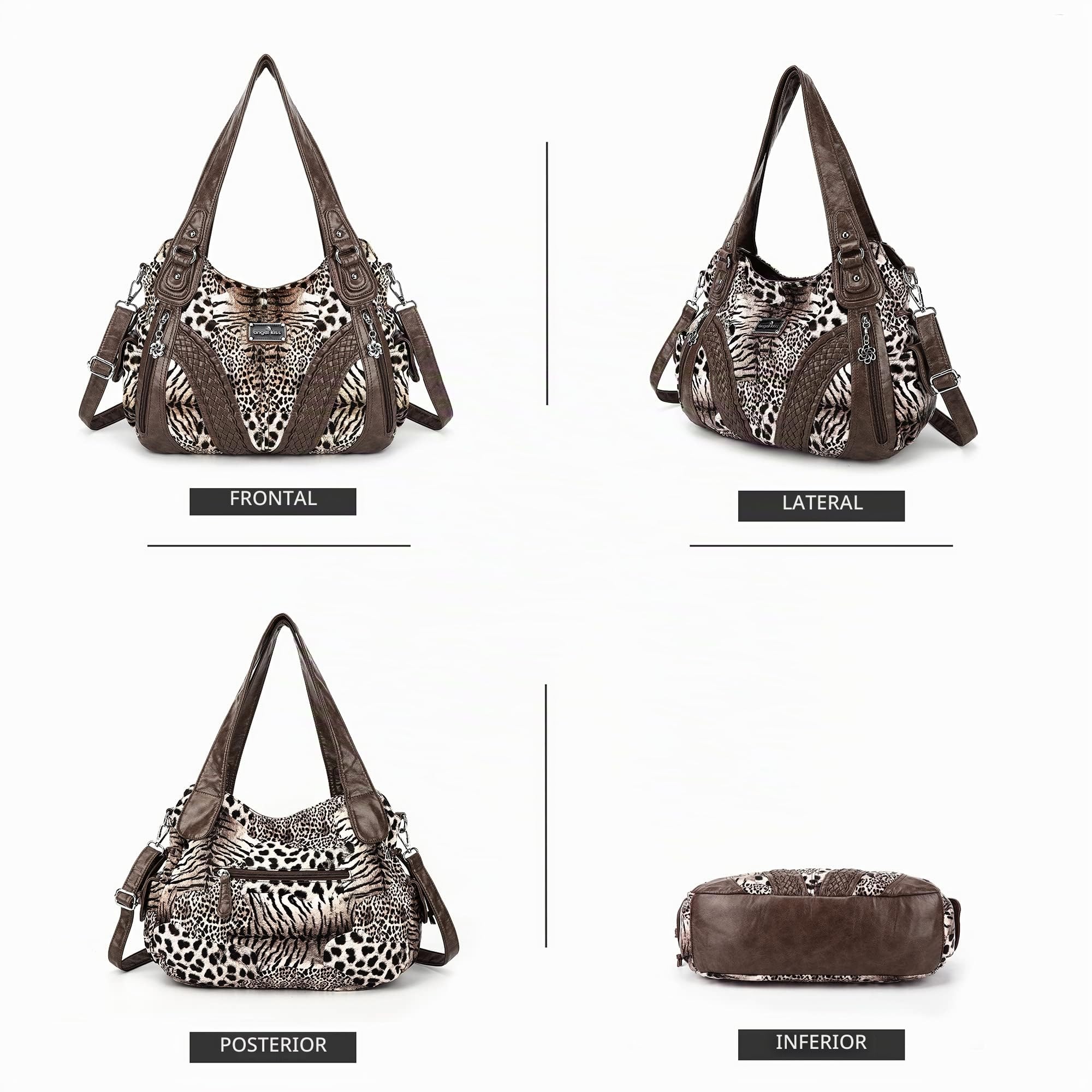 Angel Kiss Bolso de mano para mujer, bolso de hombro multifuncional, impermeable, PU, cuero vegano con cremallera..