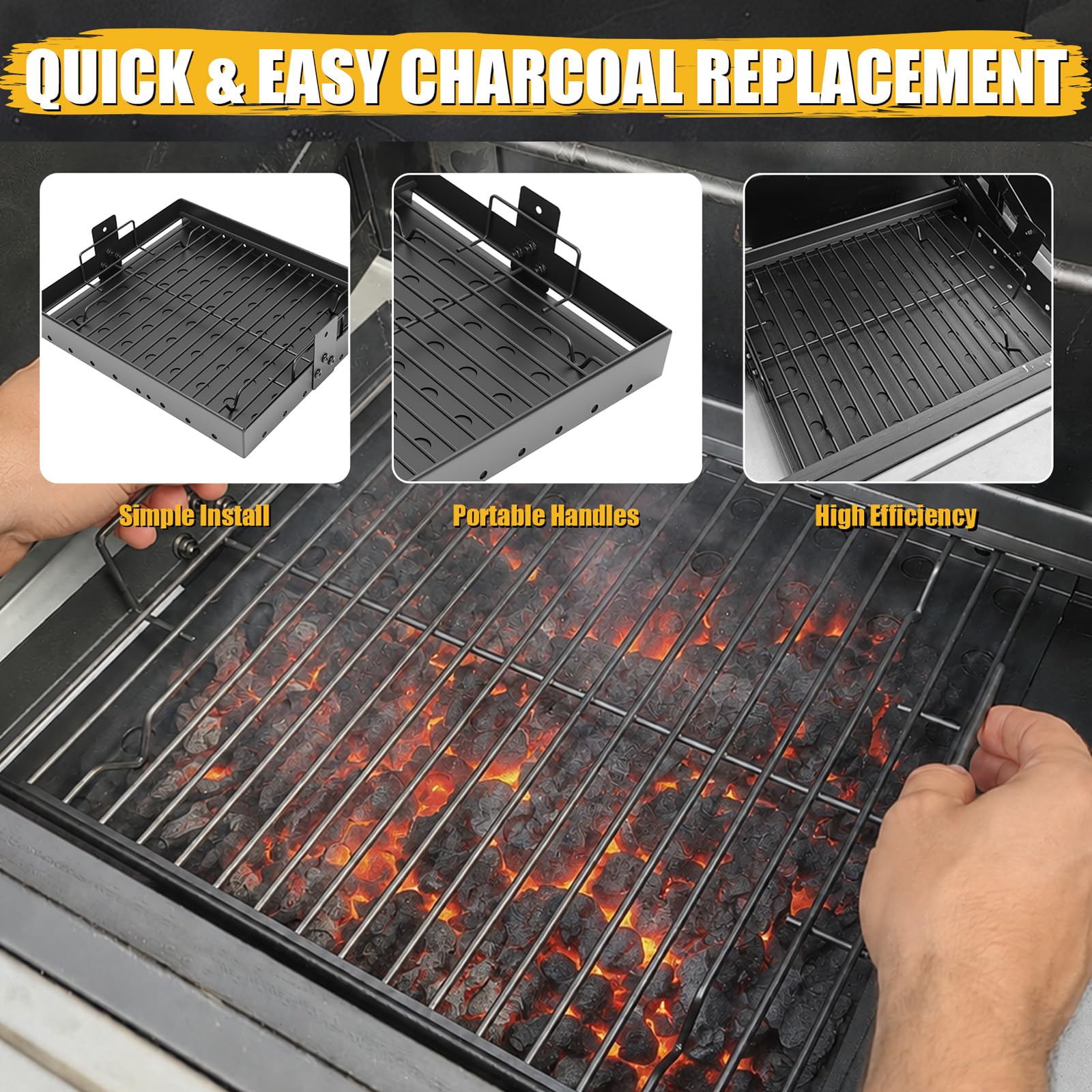 GFTIME Verstellbare Holzkohleschale 38-71cm Universal Ersatzteile für Holzkohlegrill