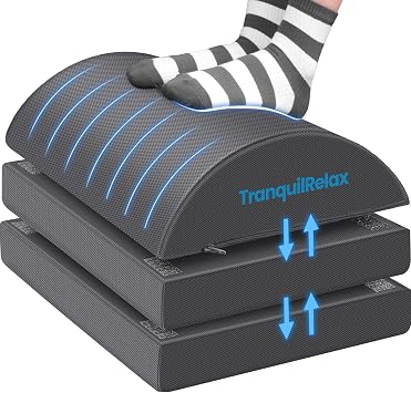 TranquilRelax Foot Rest Under Desk, 3-Height Adjustable Foot Stool, Gray