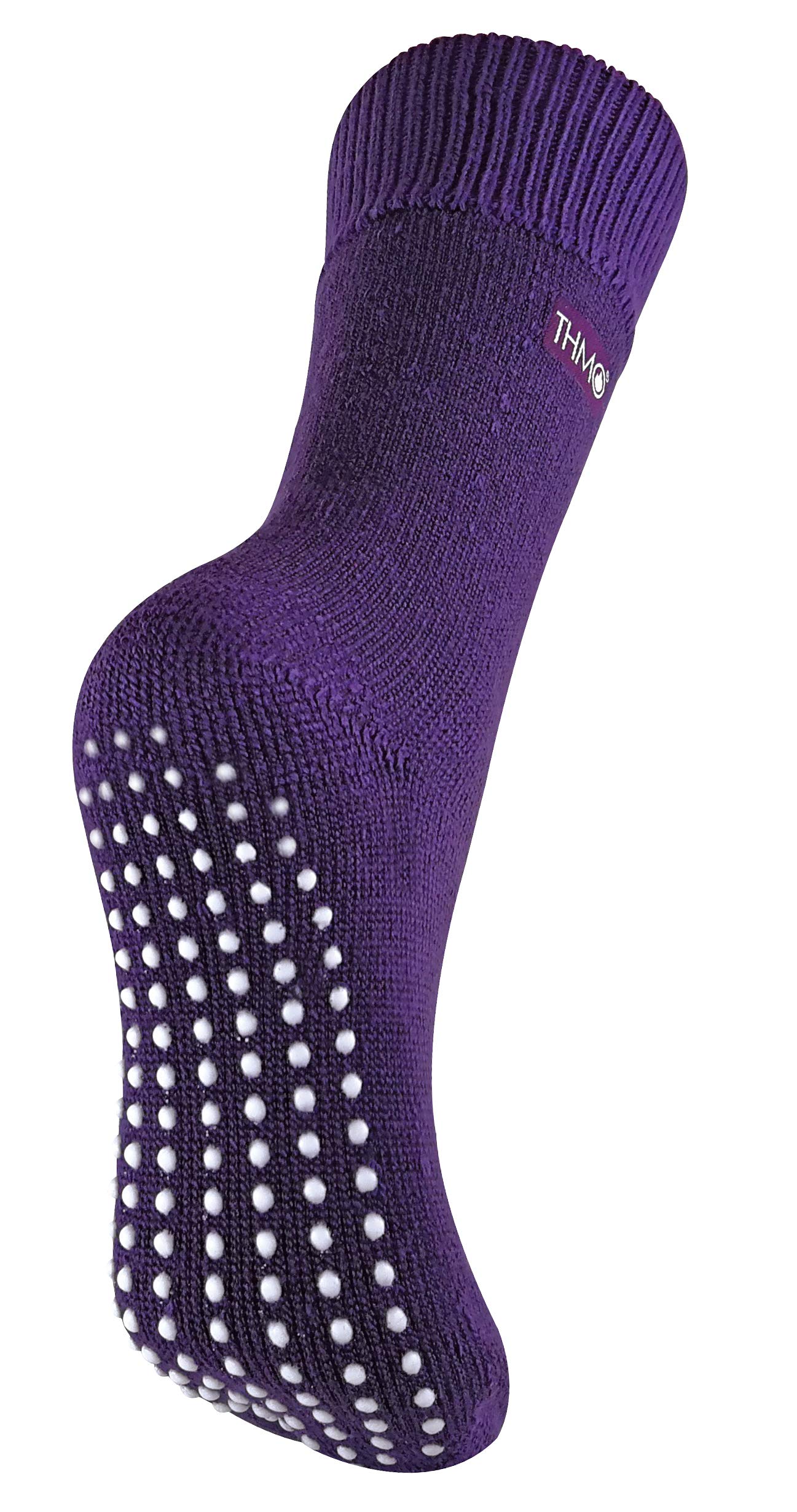 THMO - Ladies Thick Cosy Thermal Slipper Bed Socks with Non Slip Grippers (4-8 UK, Purple)