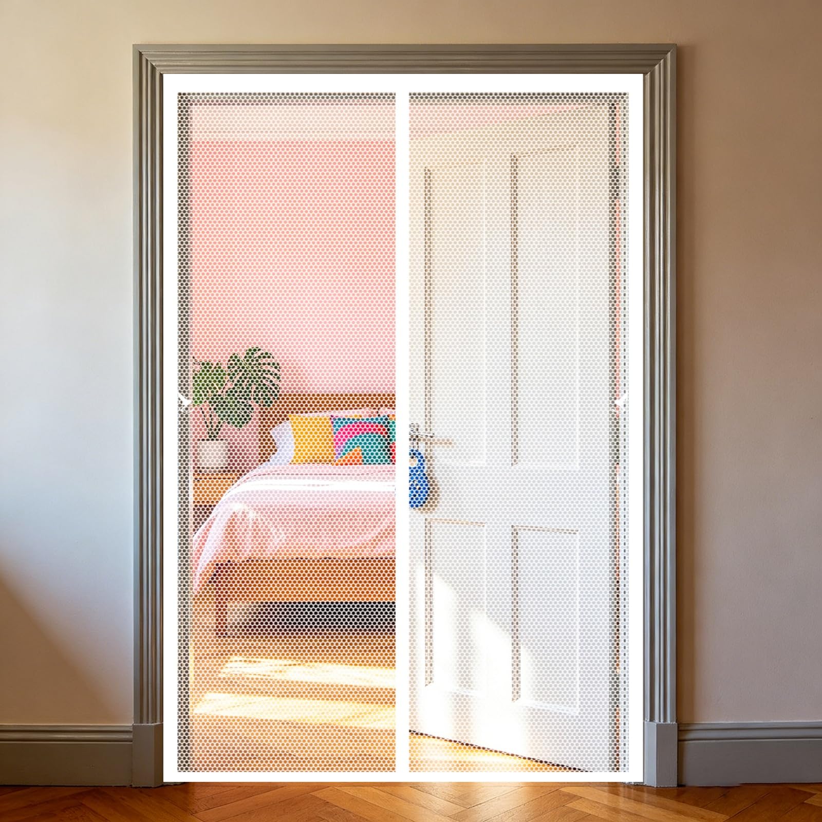 Rideau anti mouche 135x300 cm blanc magnétique pour grande porte